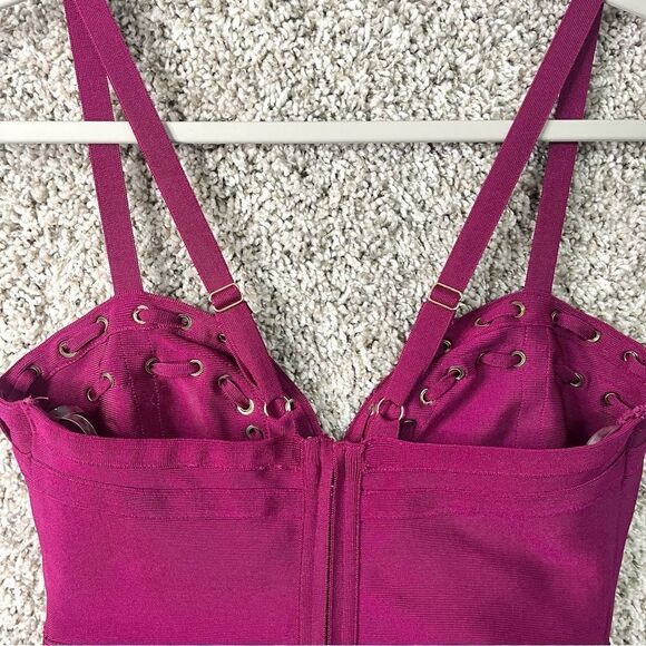 WOW Couture Dress Women’s Medium Pink Lace Tie Bandage Bodycon Mini NWT - Picture 7 of 12